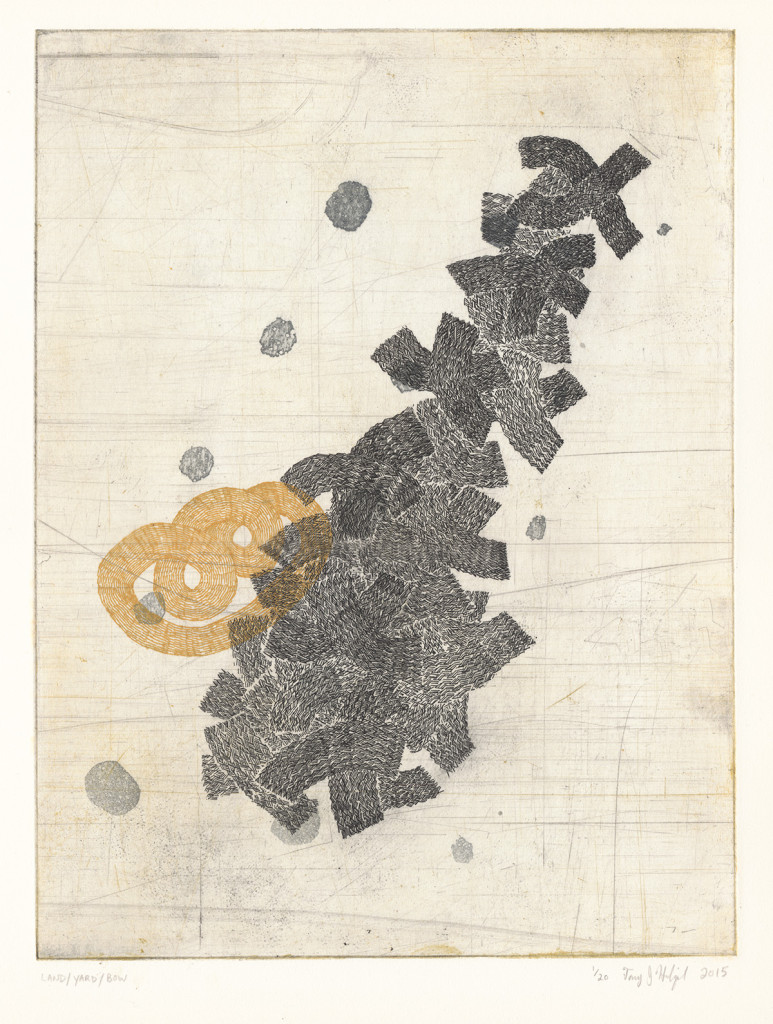 Tony Holmquist - Land/Yard/Bow, etching and aquatint, 2015